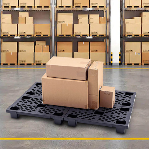 6 Pcs Plastic Pallets Nestable Lightweight Polyethylene Pallets 23.6 X 15.8 X 3.9 Inches Interlocking Breathable Grid Storage