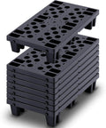 8 Pack Plastic Pallets For Basement Storage Nestable And Moisture Waterproof Lightweight Floor Pallets With Breathable Grid, black