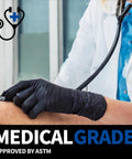 Doctor wearing Black Nitrile Exam Gloves 100 Count Powder Free Latex Free Chemical Resistant for medical use