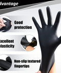 Premium Nitrile Disposable Gloves 4 Mil Thick 100 Count Latex Free Powder Free showing durability and texture for kitchen use