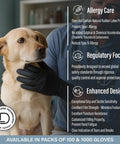 Person wearing Black Nitrile Gloves 7 Mil Duty Powder Free Latex Free Puncture Resistant Large, holding a dog.