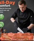Chef wearing Heavy Duty Nitrile Gloves 10 Mil Black With Diamond Grip Chemical Resistant slicing meat