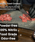Black 6 Mil Nitrile Gloves Powder Free Chemical Resistant Large 100 Count, slicing meat on a board