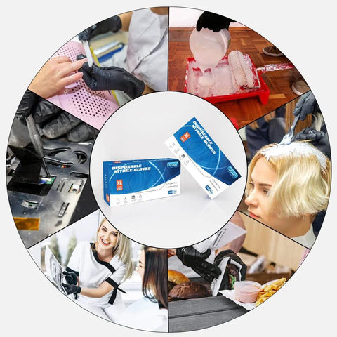 Black Nitrile Disposable Gloves 5 Mil Latex Free Industrial Food Safe X Large in multi-use settings