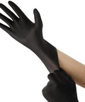 Person wearing Black Nitrile Disposable Gloves 5 Mil Latex Free Industrial Food Safe X Large