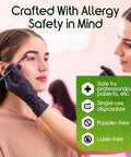 Makeup artist using Heavy Duty Black Nitrile Gloves 6 Mil Chemical Resistant Disposable For Medical Laboratory And Industrial Use.
