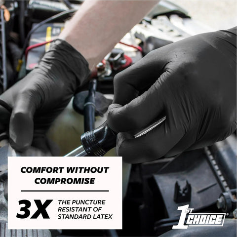 Black Nitrile Gloves 6 Mil Latex Free Powder Free Mechanics Automotive XL used in car engine repair