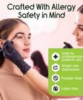 Makeup artist wearing Black Nitrile Disposable Gloves Medium Size Box Of 100 Powder Free Latex Free Medical Exam Cleaning Cooking Safety Gloves