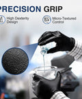 Black Nitrile Exam Gloves Box Of 100 Latex Free Powder Free Disposable Medical with textured precision grip used for liquid handling