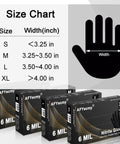 Size chart for Black 6 Mil Nitrile Gloves Powder Free Chemical Resistant Large 100 Count