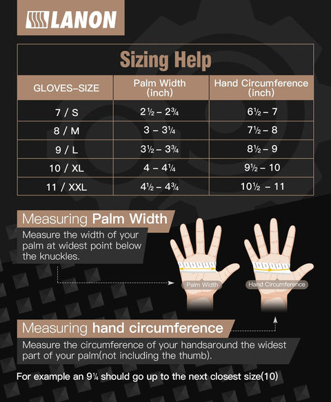 Glove sizing chart for Heavy Duty Black Nitrile Gloves 8 Mil Latex Free Food Safe Diamond Grip