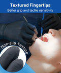 Black Nitrile Exam Gloves 3.5 Mil 1200 Textured Grip Latex Free Powder Free used by dentist for better grip