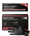 Six Mil Black Nitrile Gloves Textured Grip Latex Free Powder Free XL 100 Count packaging with glove displayed