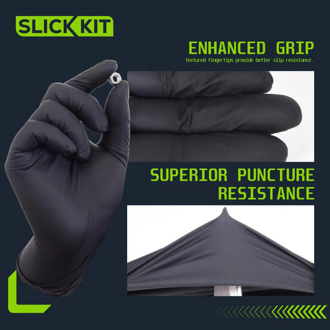 Black Nitrile Gloves 4 Mil Latex Free Powder Free Large Pack Of 100 showcasing grip and puncture resistance features