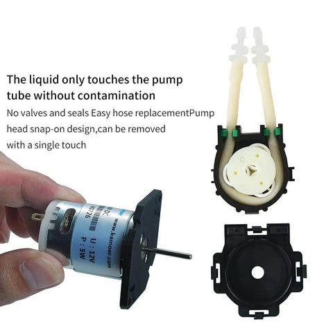 Black NKP small peristaltic pump 12V DC long service life liquid dosing pump for aquarium DIY lab analytical 2mm ID x 4mm OD