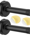 2 Pack No Drilling Door Stoppers With Rubber Padded Tips For Wall Protection, 304 Stainless Steel Sound Dampening Door Stops For Top And Bottom Of Doors, Easy 3M Adhesive Install Or Optional Screws, Black