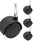 4pcs 2 Inch Swivel Caster Wheels with M8 Grip Neck Stem Heavy Duty Black Nylon Replacement Casters for Furniture