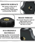 Black Nylon 1/4-20 Inch Hand Tightening Clamping Knobs With Brass Inserts Screw-On Thru Threaded 6-Star Knob Nuts features
