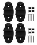 Four black nylon deck-mount boat rope cleats with screws for kayak or canoe mooring