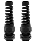 Strain Relief Cord Connector Kit, 2 Pack NPT One Half Inch Waterproof Cable Gland With Flexible Spiral Strain Relief, black nylon