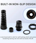 Strain Relief Cord Connector Kit, 2 Pack NPT One Half Inch Waterproof Cable Gland With Flexible Spiral Strain Relief parts displayed.