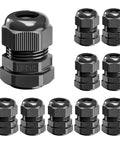 Ten Pack One Half Inch NPT Cable Glands Nylon Waterproof IP68 Cord Connectors PA66 For Electrical Boxes With Strain Relief Grommets