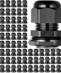 200 Pack Half Inch NPT Black Nylon Cable Glands IP68 Waterproof Adjustable Locknut for outdoor industrial use and marine applications