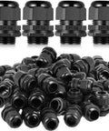 200 Pack Half Inch NPT Black Nylon Cable Glands IP68 Waterproof Adjustable Locknut For Cable Diameters