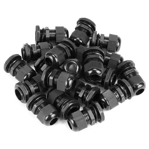 1/2 Inch NPT Nylon Cord Grip Cable Glands Waterproof IP68 Strain Relief Pack Of 20 Black for Panels and Enclosures