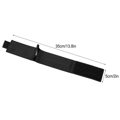 Single black nylon strap with a buckle, measuring 35cm x 5cm, part of Six Pack Extension Cord Holders Organizer And Hose Storage Straps Hangers.