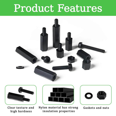 365 Pieces M2.5 Black Nylon Hex Spacer Standoff Set With Male And Female Spacers Nuts And Screws For PCB Motherboard Raspberry Pi Hats