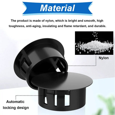 Eight Size Nylon Hole Plugs Set 135 Pieces Black Round Hole Covers for Furniture and Cabinet Inserts End Caps Kit
