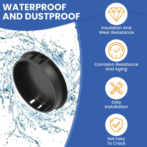 Nylon Hole Plugs Set 30Pcs With Four Sizes 1-1/2 In, 1-3/4 In, 2 In, 2-3/8 In Round Snap-In Locking Hole Covers End Caps For Furniture Cabinets Kitchen Doors Shelves Black