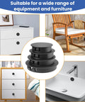 Nylon Hole Plugs Set 30Pcs With Four Sizes 1-1/2 In, 1-3/4 In, 2 In, 2-3/8 In Round Snap-In Locking Hole Covers End Caps For Furniture Cabinets Kitchen Doors Shelves Black
