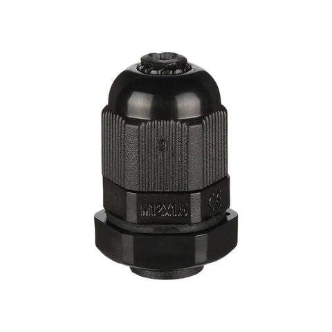 Front view of Waterproof M12 Nylon Cable Gland Locknuts IP68 Sealed For 3mm To 6.5mm Wires Adjustable Threaded Locknut Connector