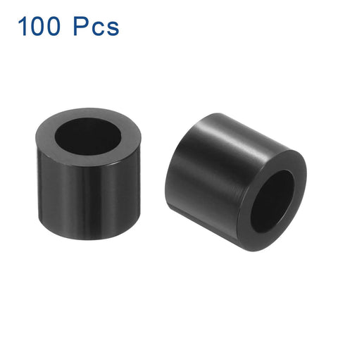 100pcs Nylon Round Spacers 4mm ID, 7mm OD, 6mm Height Screws Spacers Without Threaded, Plastic Spacer for M4 Screws, Black