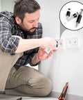 Man installing outlet with 1000 Pcs Black Nylon Round Spacers For M3 And M4 Screws For Electrical Outlet Kit 14 Size Set Durable High Quality