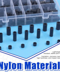 Assorted Nylon Round Spacers Kit For M3 M4 M5 M6 Screws With 270 Pieces And Clear Storage Case White Spacers Displayed