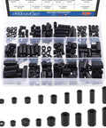 Assorted Nylon Round Spacers Kit For M3 M4 M5 M6 Screws With 270 Pieces And Clear Storage Case White Spacers Visible