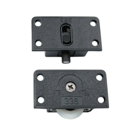 Black Nylon Sliding Door Roller Wheel Set For Closets And Wardrobes Durable ABS Bearing Window Pulley Front View