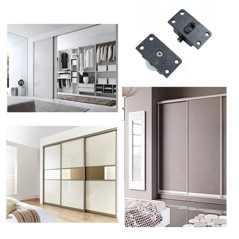 Black Nylon Sliding Door Roller Wheel Set For Closets And Wardrobes Durable ABS Bearing Window Pulley Smooth Quiet Furniture Hardware