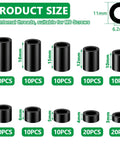 120 Pieces Black Nylon Spacers Kit Non Threaded Round Plastic Spacers Inner Diameter 6.2mm Outer Diameter 11mm Lengths 3mm-20mm