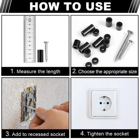 Guide for using 1000 Pcs Black Nylon Round Spacers For M3 And M4 Screws For Electrical Outlet Kit with step-by-step instructions.
