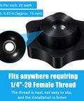Close-up of 30 Pcs 1/4-20 Star Knob with hexagon head and through hole, black nylon material, ideal for T track bolts and machine tools.