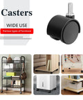 2 Inch Furniture Casters Set Of 4 With 5/16 Inch Threaded Stems Nylon Wheels Black Swivel Casters in various furniture setups
