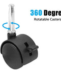 360-degree view of 4pcs 1.5 Inch Swivel Caster Wheels with M8 Grip Neck Stem and Brake Heavy Duty Black Nylon Replacement Casters