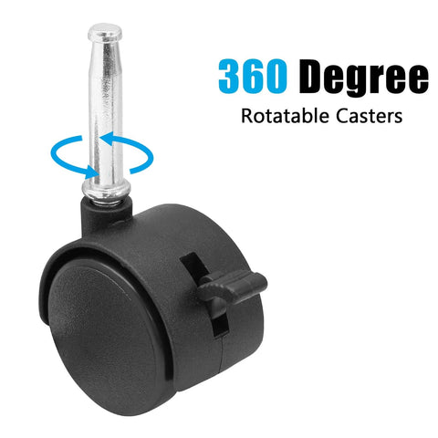 360-degree view of 4pcs 1.5 Inch Swivel Caster Wheels with M8 Grip Neck Stem and Brake Heavy Duty Black Nylon Replacement Casters