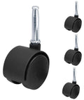 4pcs 1.5 Inch Swivel Caster Wheels with M8 Grip Neck Stem Heavy Duty Black Nylon Replacement Casters for Furniture