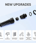 Strain Relief Cord Connector Kit, 2 Pack NPT One Half Inch Waterproof Cable Gland With Flexible Spiral Strain Relief, components view