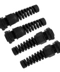 4 Pack NPT One Half Inch IP68 Waterproof Cable Glands For Seven To Twelve Millimeter Cables, nylon joint, spiral strain relief, gaskets